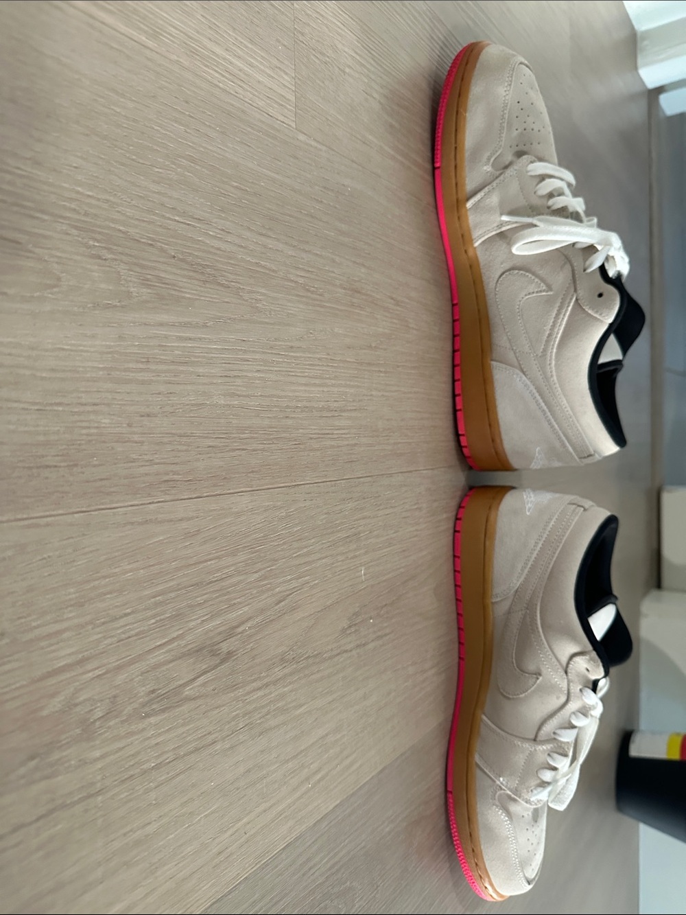 Jordan Men's Low Top Athletic Shoes Cream with Gum and Pink Accents - Picture 4 of 4